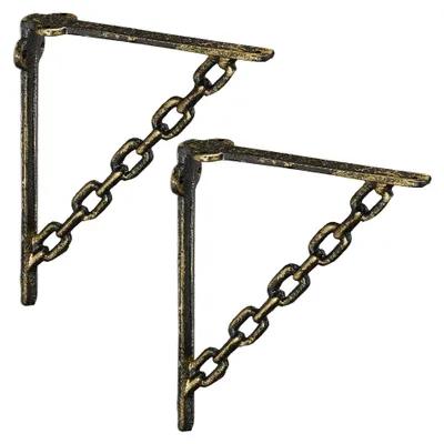 Produktbild von Relaxdays Regalwinkel Gusseisen Kette 2er-Set Braun-Gold