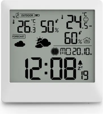 Produktbild von Wetterstation "Palawan", mit Außensensor, Funk, Wecker, Thermo/Hygro, Weiß (00222238)