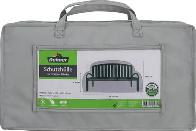 Produktbild von Dehner Abdeckung für Gartenbank 3-Sitzer, ca. 170 x 85 x 70 cm, Polyester, grau
