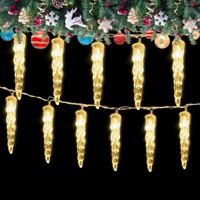 Produktbild von Izrielar 5M 40 LED Eiszapfen Lichtervorhang Warmweiß Lichterkette 8 Lichtmodi Weihnachten Deko
