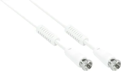 Produktbild von SAT Antennenkabel, F-Stecker beidseitig (vernickelt), 2x geschirmt (class A, >85dB / 75 Ohm), Absorberferrit, CCS, weiß, 1,5m, Good Connections®
