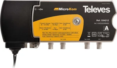 Immagine prodotto di Televes KVE2025RK65 Amplificatore BK 20/25dB w.RK 5-65MHz 20dB (534212)