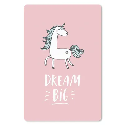 Produktbild von MuchoWow® Mauspad Mousepad Einhorn - Kinder - Zitate - Große Träume - Mädchen - Rosa 18x27 cm - Mousepads - Maus Mat - Pad - Mausunterlage