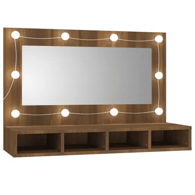 Obrázek produktu pro Zrcadlová skříňka s LED hnědý dub 90 x 31,5 x 62 cm