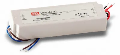 Obrázek produktu pro MEAN WELL LPV-150-12, 120 W, IP67, -25 - 65 °C, 180 - 305 V, 47 - 63 Hz, 1.7, 1.5 A