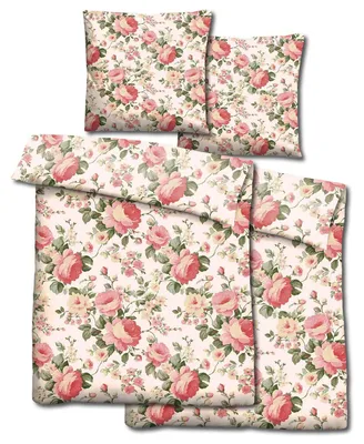 Produktbild von Doppelpack CloudComfort Basic Mikrofaser Bettwäsche Camelie 135 x 200 + 80 x 80 cm