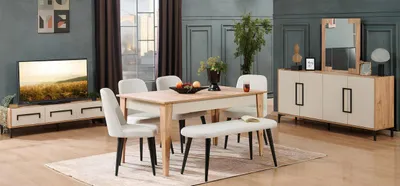 Immagine prodotto di Tavolo da pranzo Sedie Sgabelli Set per la sala da pranzo Combinazione per la sala da pranzo Tavolo Sedie Tavolo