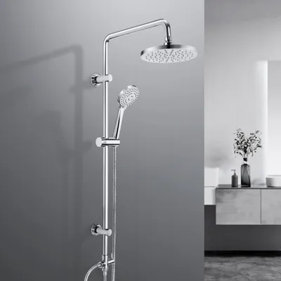 Produktbild von JOHO Regendusche Duschsystem ohne Duscharmatur, Edelstahl Duschset mit ABS Regenduschkopf Rund D20cm Chrom