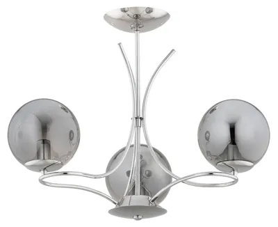 Produktbild von Deckenleuchte Glas Metall E14 B: 50 cm Chrom Rauchglas 3-flammig Kugelschirm Modern