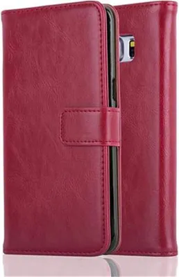 Produktbild von Cadorabo Hülle für Samsung Galaxy S6 EDGE Schutzhülle in Rot Handyhülle Book Tasche Case Etui Luxury