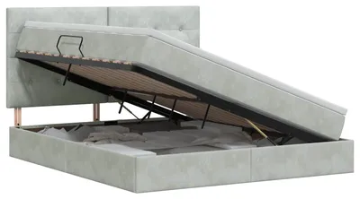 Image de vidaXL Lit de rangement avec matelas gris clair 180 x 200 cm velours