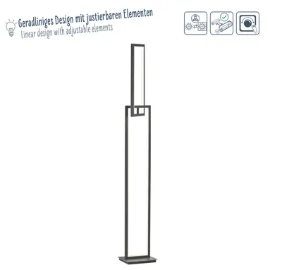 Produktbild von Standleuchte Muriel 2 Flg. Dunkelgrau H: 146 cm x B: 18 cm x L: 22 cm 3000K mit Fußdimmer