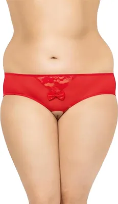 Productafbeelding van Damen string, plus size, 3XL, rood - Verleidelijke kant