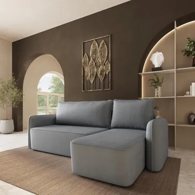 Produktbild von Masseno Ecksofa DOLVER mit Schlaffunktion L-Form, Sofa mit Bettkasten, Wohnzimmersofa, Couch, Soffa, Bettsofa, Couchgarnitur- Grau, KRONOS 15
