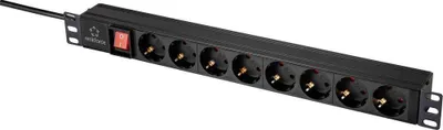 Produktbild von Renkforce RF-4604248 19 Zoll Netzwerkschrank-Steckdosenleiste 1 HE Schutzkontaktsteckdose mit Schalter Schwarz