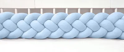 Produktbild von Bettschlange 4-strängig geflochten Velours 400 cm – Himmelblau | Bettumrandung Babybett Nestchen | Letino