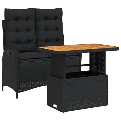 Obrázok produktu pre vidaXL 2-dielny záhradný jedálenský set s vankúšmi Black Poly Rattan