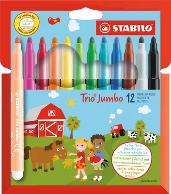 Produktbild von Dicker Filzstift - STABILO Trio Jumbo - 12er Pack - 12 Farben