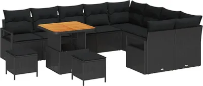 Immagine prodotto di vidaXL Set di divani da giardino con cuscini con contenitore 12 pezzi Nero