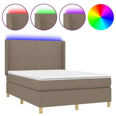 Immagine prodotto di vidaXL Letto a molle insacchettate con materasso e tessuto LED Taupe 140x190 cm