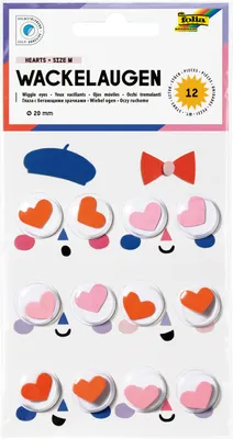 Produktbild von folia Wackelaugen HEARTS Größe M selbstklebend 12 Stück