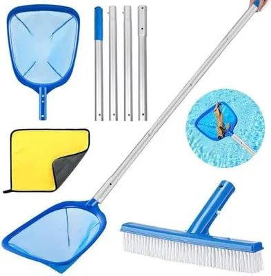 Produktbild von 1 set Pool Kescher mit Teleskopstange 187cm Lang,Teichkescher Feinmaschig,Laubkescher Pool mit Poolbürste,Bodenkescher Pool,Pool Reinigungsset,für Schwimmbad, Spas,Teich,Whirlpools,Planschbecken