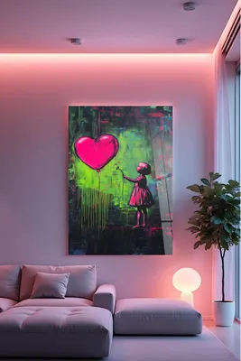 Image de Wallity, Hhlneon0036 - 70 x 100, peinture décorative en verre trempé, multicolore, 100 % verre trempé, 70 x 100 cm