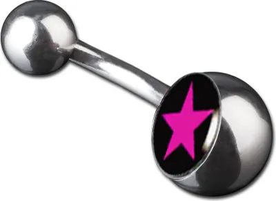 Produktbild von viva-adorno 1 Stück Bauchnabel Piercing Banane 316L Chirurgenstahl 20 verschiedene Motive Z380, S4 Stern pink