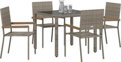 Obrázok produktu pre vidaXL Záhradný jedálenský set 5 ks Grey 90 x 90 x 75 cm Poly-Rattan
