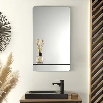 Image de Miroir rectangulaire 40 x 70 cm SIMONA avec tablette en métal
