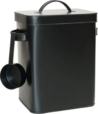 Produktbild von Relaxdays Metallbox, 6,5 L Aufbewahrungsbox mit Dosierhilfe, Tierfutter & Kaffee, luftdicht, Waschpulverdose, schwarz