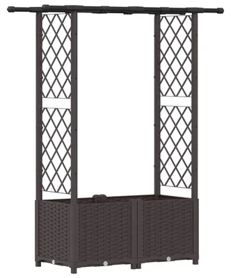 Immagine prodotto di vidaXL Aiuola rialzata con traliccio e copertura, marrone, 124,5 x 40 x 136 cm, PP
