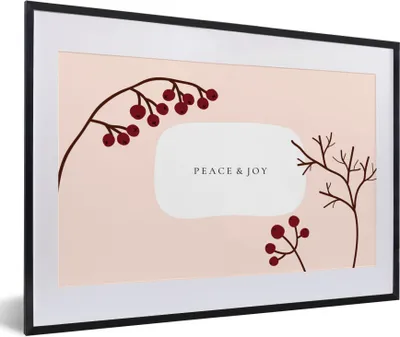 Produktbild von MuchoWow® Gerahmtes Poster Beeren - Äste - Zitat - Rosa 60x40 cm - Poster mit Schwarzem Bilderrahmen Wandposter Rahmen Foto Bilder - Schlafzimmer - Plakat in Rahmen - Drucken