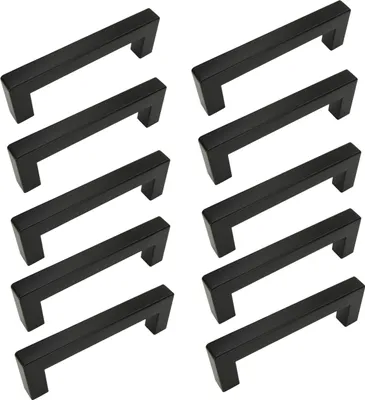 Immagine prodotto di set di 10 maniglie classiche per mobili 128 mm in acciaio inox nero - design elegante per interni moderni e classici