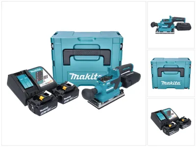 Obrázek produktu pro Akumulátorová orbitální bruska Makita DBO 382 RTJ 18 V 93 x 185 mm bezkartáčová + 2x akumulátor 5,0 Ah + nabíječka + Makpac.