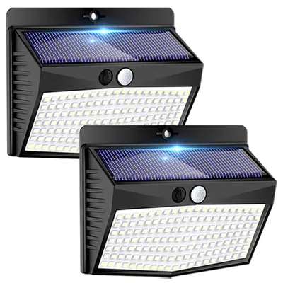 2er-Pack Solar-Wandleuchten mit Bewegungsmelder, 138 LED, IP65