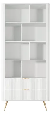 Produktbild von Kabavasi - Regal, 88x38x194h cm Weiß, 2 Schubladen