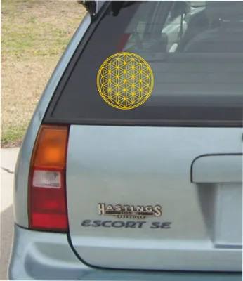 Produktbild von Aufkleber / Autoaufkleber - JDM / Die cut / Auto / OEM - Blume des Lebens - 100x100mm gold - Heckscheibe / Heckscheibenaufkleber
