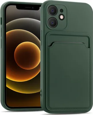 Produktbild von Conie Schutzhülle für iPhone 12 mit Kartenfach Tasche Case Cover Bumper Silikon Hülle in Grün