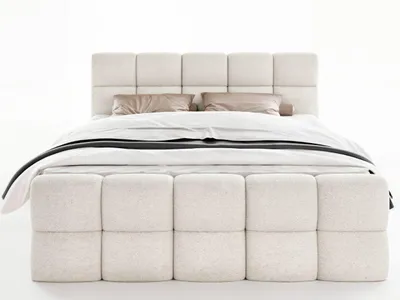 Produktbild von FurniDe24 Boxspringbett Leo 180x200 - Bett mit Matratze und Topper – Kontinentalbett mit Bettkasten und Matratze – Doppelbett Creme (Anthology 01)