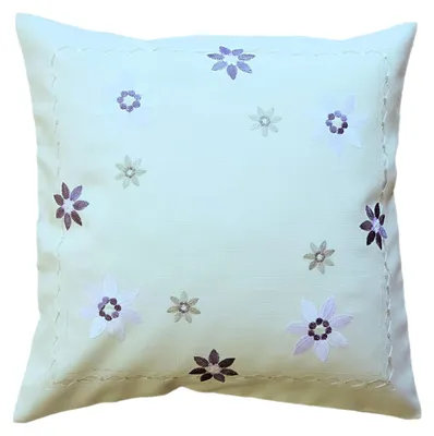 Produktbild von Kissenhülle 40 x 40 cm Reißverschluss Stickerei Blüten und Blätter 40 x 40 cm Kissenhülle
