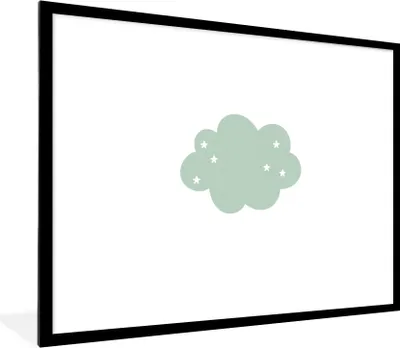 Produktbild von MuchoWow® Gerahmtes Poster Wolke - Mädchen - Jungen - Sterne - Pastell - Kind 80x60 cm - Poster mit Schwarzem Bilderrahmen Wandposter Rahmen Foto Bilder - Schlafzimmer-Dekorationen - Fotoposter