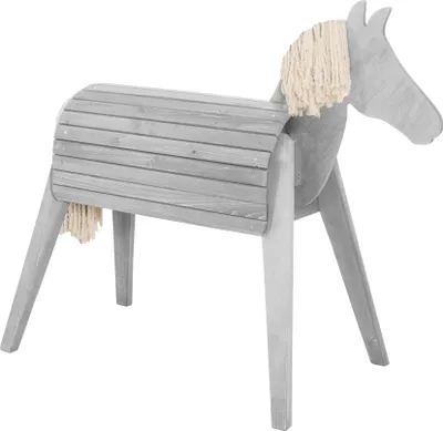 Produktbild von roba Outdoorspielpferd, Massivholz grau, Voltigierpferd sehr stabil, Gartenpferd mit Mähne und Schweif