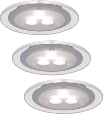 Image de Ensemble de luminaires encastrables pour meubles Deco LED 3x3W 3000K 12VA 230V/350mA 100mm chrome mat/transparent/métal