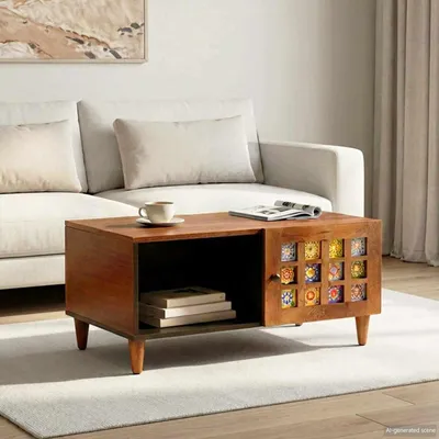 Zdjęcie produktu dla Maison Exclusive - Stolik kawowy, brązowy, 80 x 50 x 40 cm, wykonany z litego drewna mango