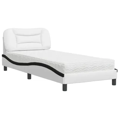 Immagine prodotto di Letto con Materasso Hvar Nero e Bianco 80x200 cm in Pelle finta