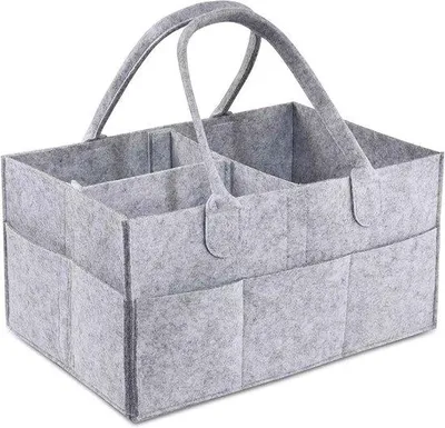 Produktbild von Famanu Aufbewahrungskorb für Neugeborene - Wickeltisch-Organizer - faltbare Filztasche - Windelorganizer für Kinder - grau