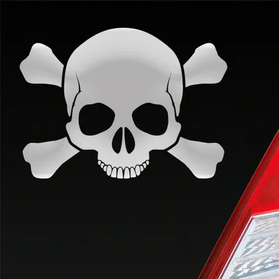 Produktbild von Auto Aufkleber Totenkopf Skull Pirat Tod Kopf Car 13,5x10 cm Silber Sticker Heckscheibenaufkleber