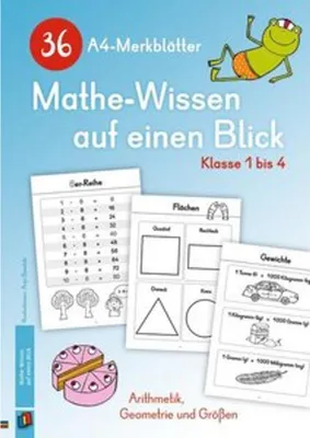 Obrázek produktu pro 36 A4-Merkblätter Mathe-Wissen auf einen Blick - Klasse 1 bis 4
