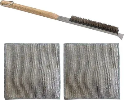 Produktbild von Famanu Pizzabürste und Reinigungstücher Set - 1 Pizzabürste, 2 Tücher